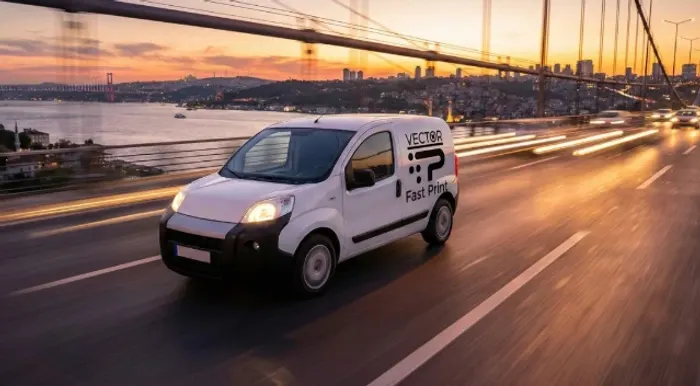 Vector Fast Print Delivery Vehicle